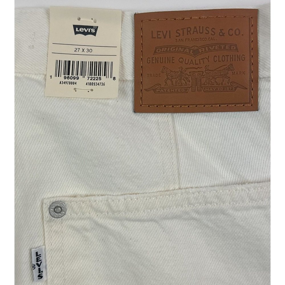 Levis Premium Dad Utility Womens 27x30 White Carpenter Jeans Loose Fit Mid Rise - Picture 3 of 12